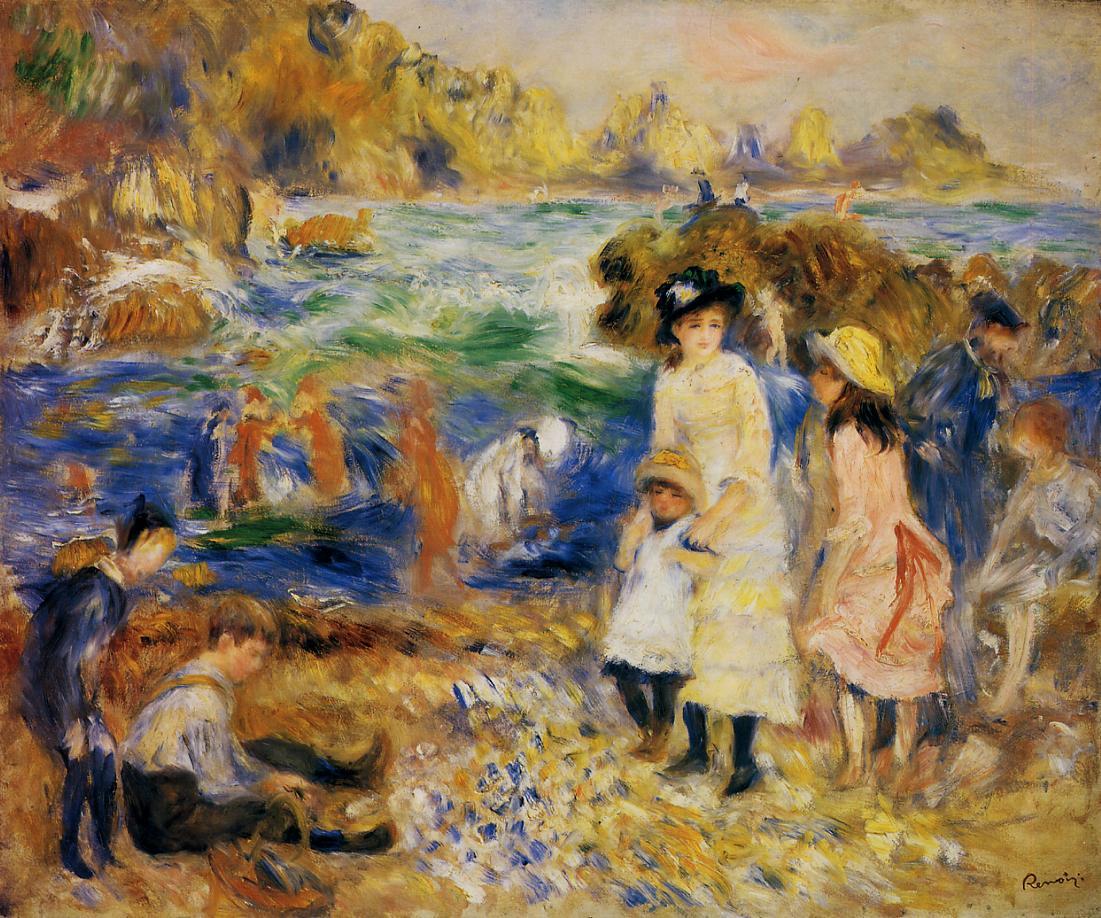 Enfants au bord de la mer à Guernsey