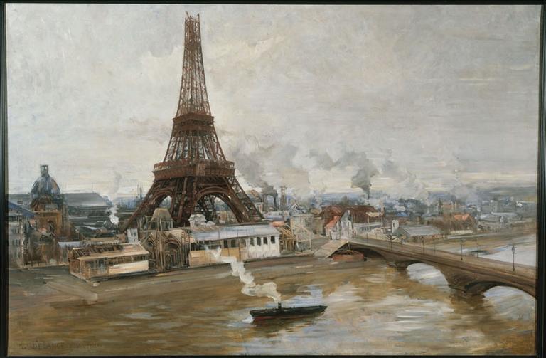 La tour Eiffel et le Champ-de-Mars, en janvier 1889 - les travaux de l' Exposition universelle