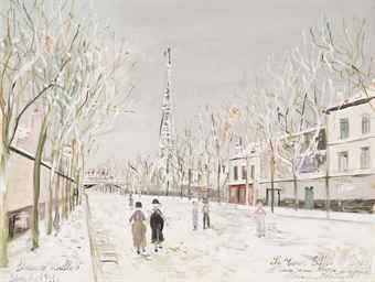 La Tour Eiffel à Paris sous la neige