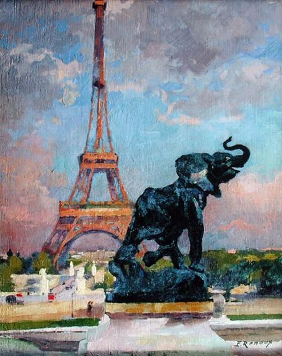 La Tour Eiffel et l'élèphant de Frémiet