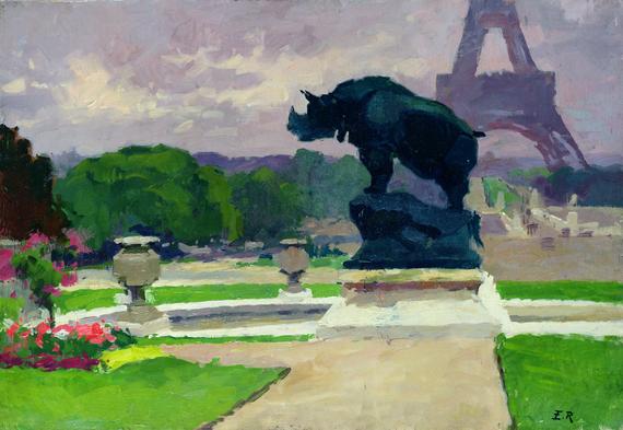 Les jardins du Trocadéro et le rhinocéros de Jacquemart