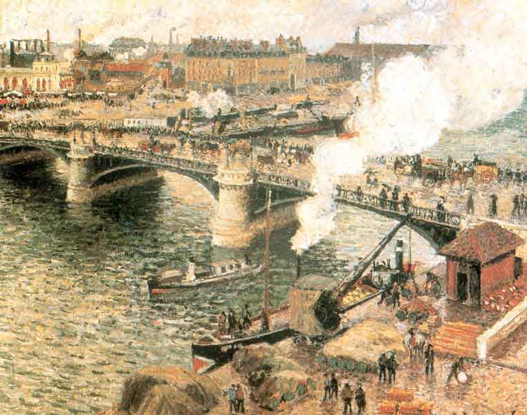Le Pont Boieldieu à Rouen, temps pluvieux