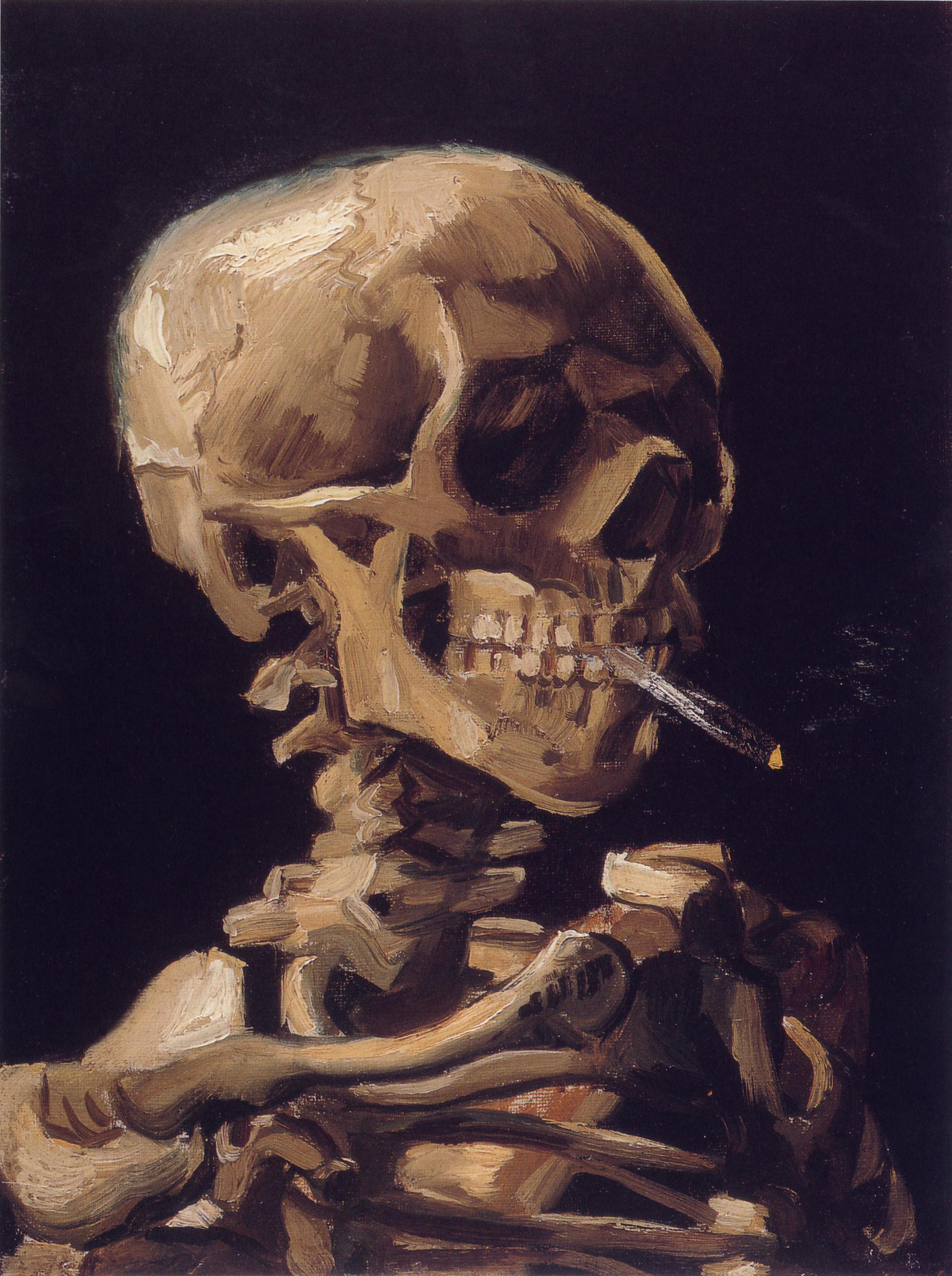 Crâne à la cigarette qui fume