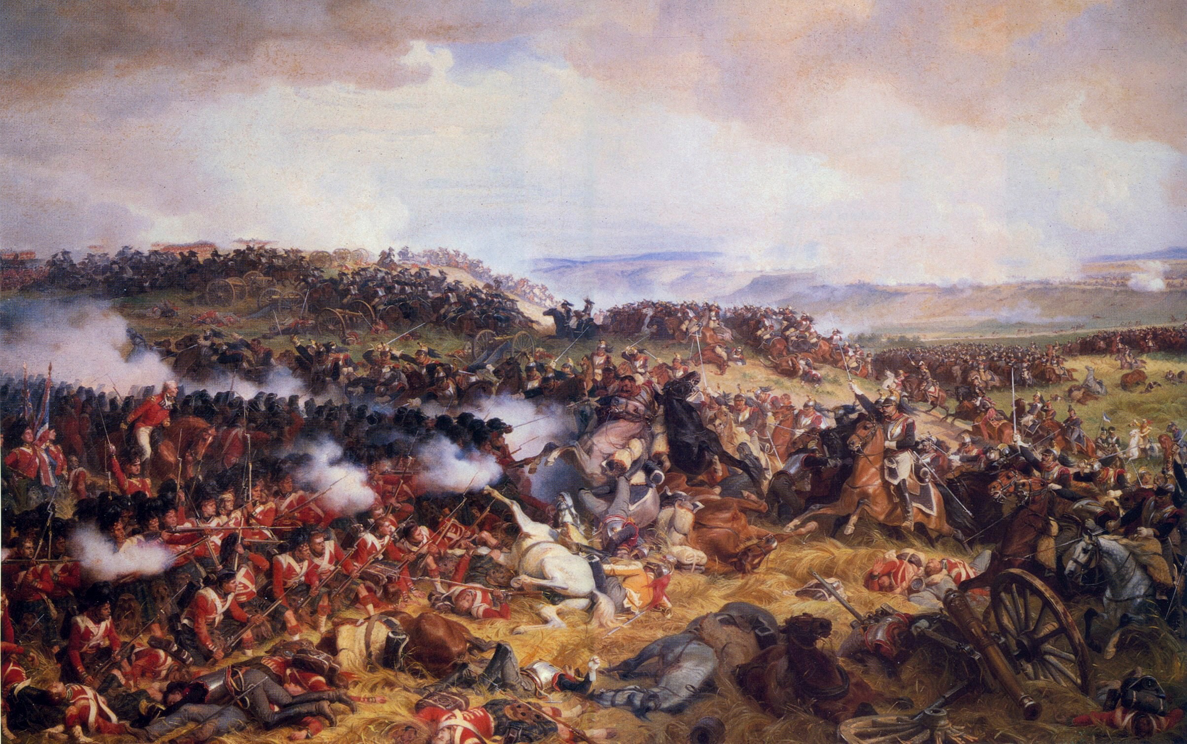 Les cuirassiers français chargent les carrés anglais