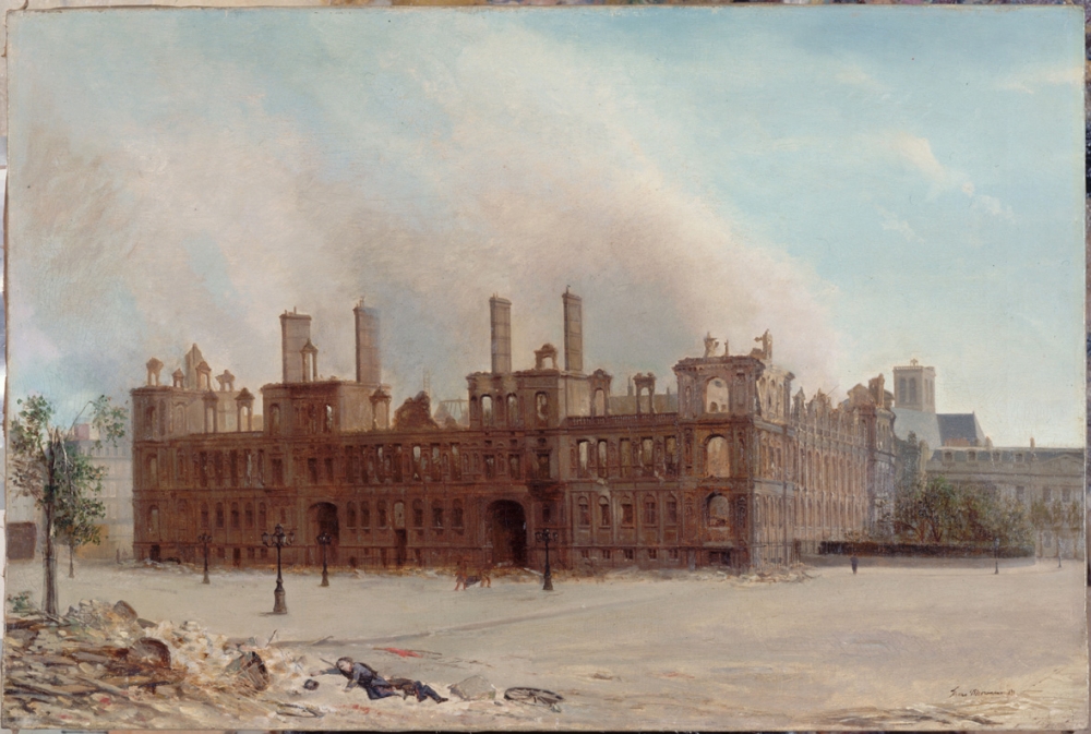 L'Hôtel de ville après l'incendie de 1871