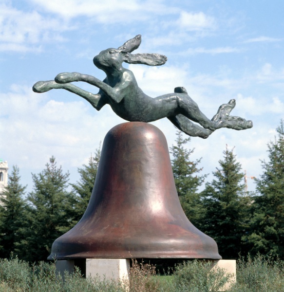 Hare on Bell on Portland Stone Piers